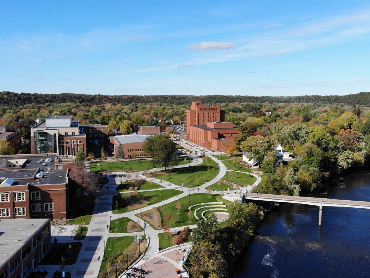 Drone view of Garfield Ave from library to Hibbard 